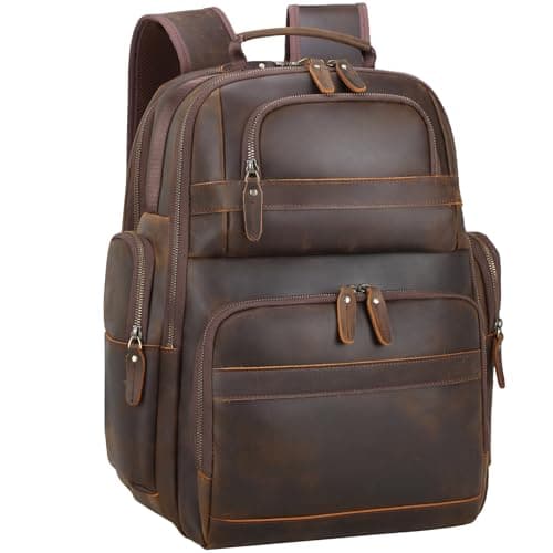 TIDING Full Grain Leather Backpack (15.6")
