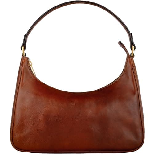 Time Resistance Full-Grain Leather Shoulder Handbag